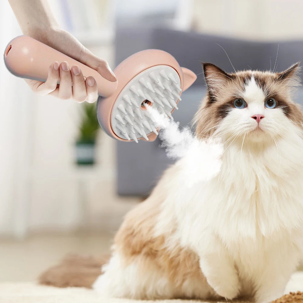 Steam Pet Grooming Brush - Rechargeable Self-Cleaning