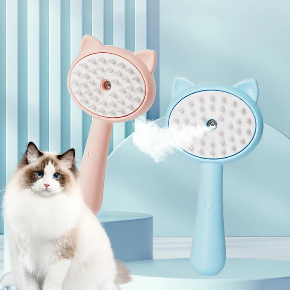 Steam Pet Grooming Brush - Rechargeable Self-Cleaning