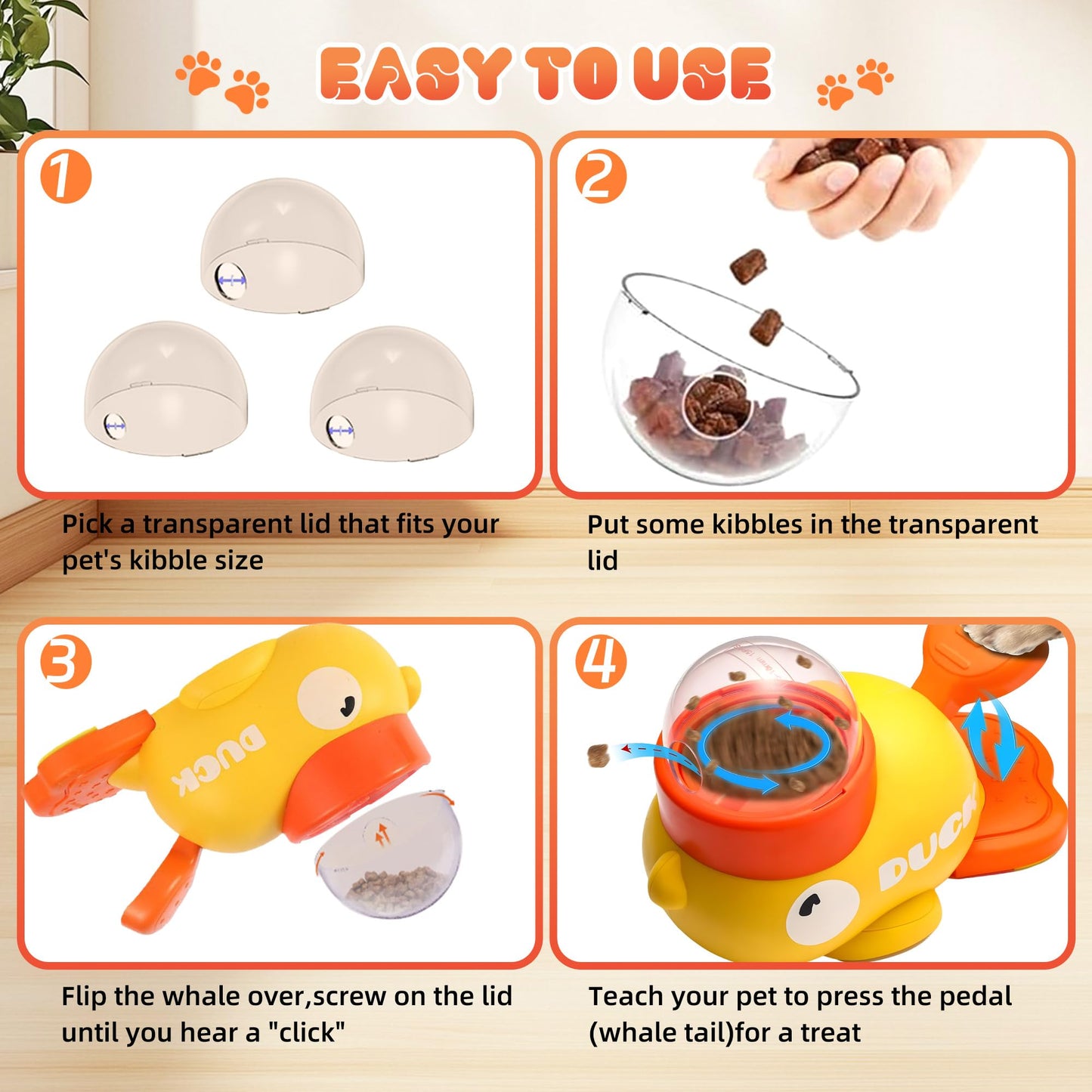 Interactive Duck Treat Dispenser - Slow Feeder Puzzle Toy for Dogs & Cats
