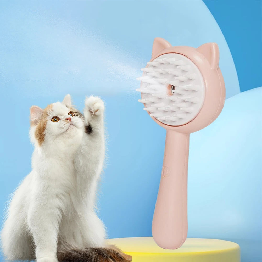 Steam Pet Grooming Brush - Rechargeable Self-Cleaning