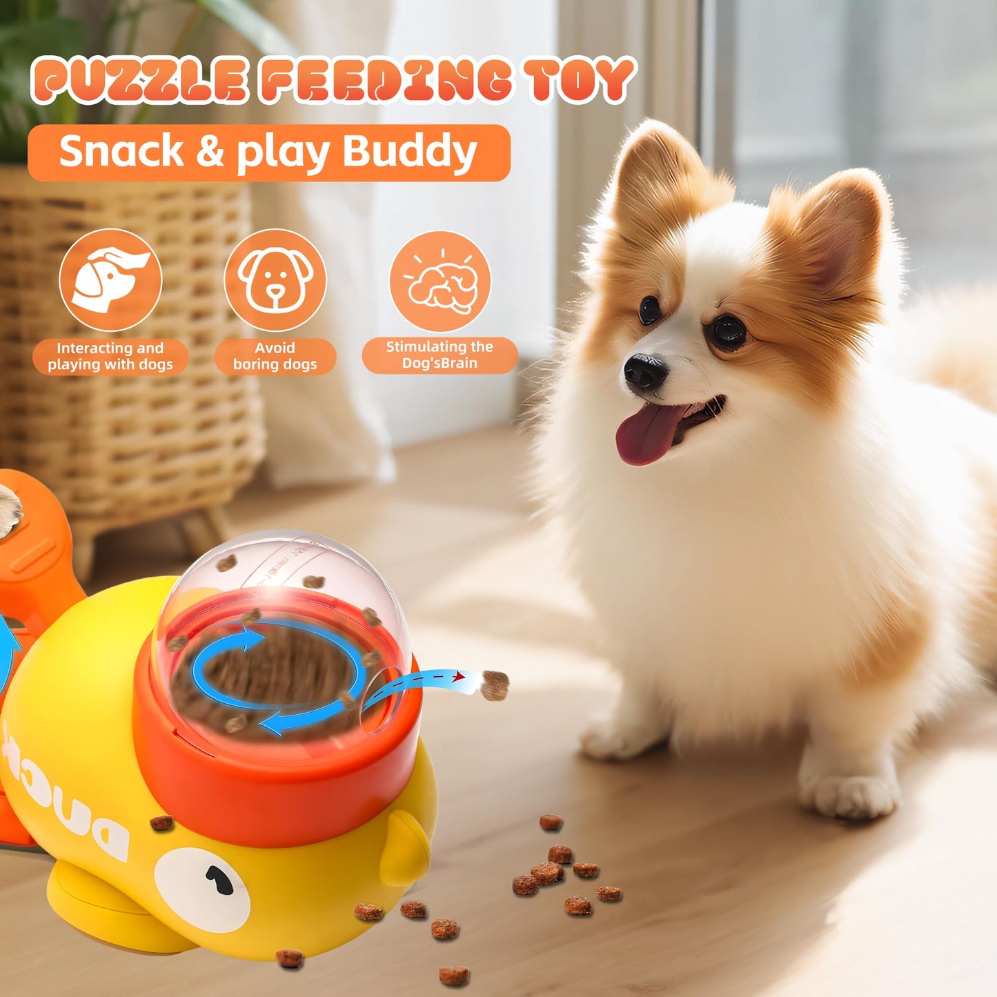 Interactive Duck Treat Dispenser - Slow Feeder Puzzle Toy for Dogs & Cats